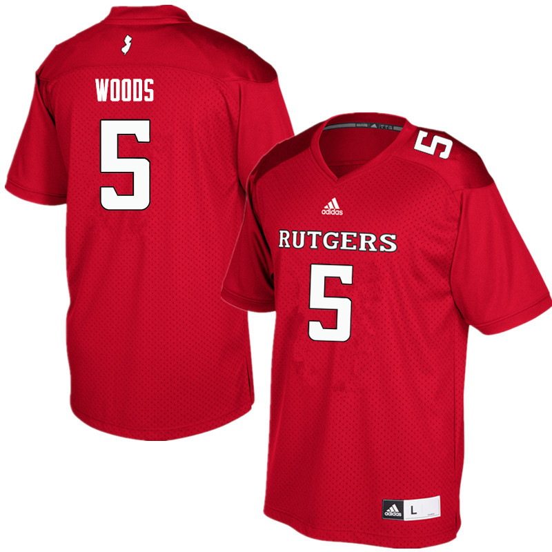 Men #5 Paul Woods Rutgers Scarlet Knights College Football Jerseys Sale-Red
